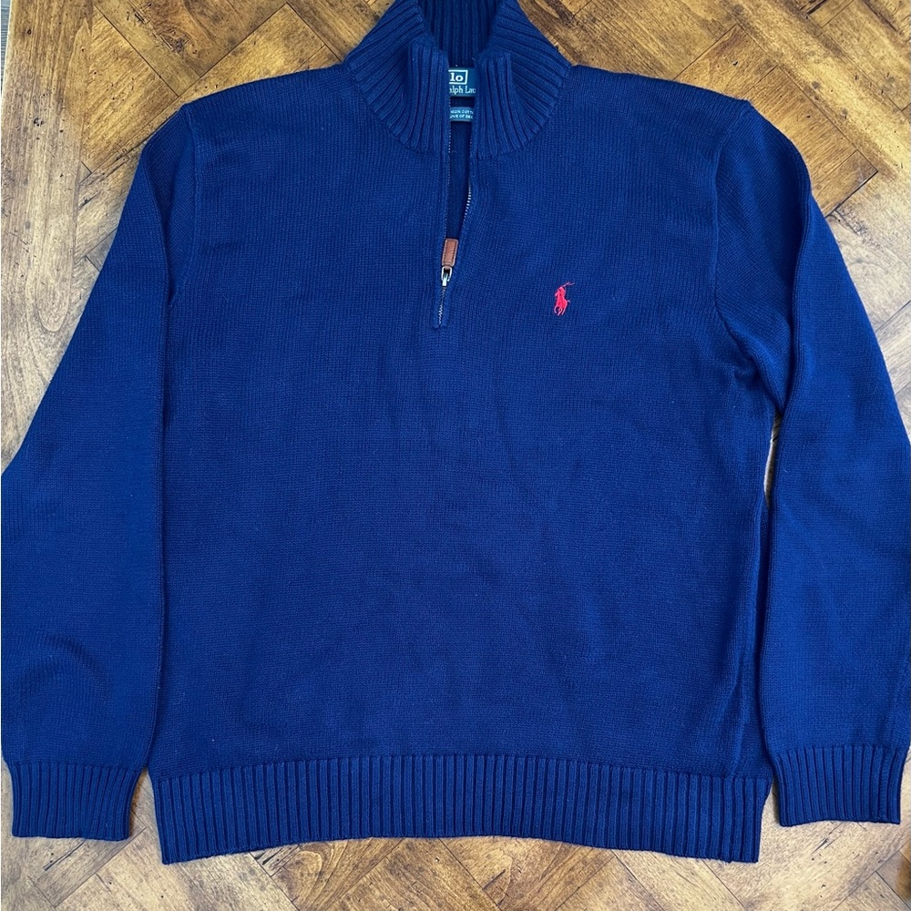 Polo by Ralph Lauren Men's Navy Blue Half-Zip Sweater